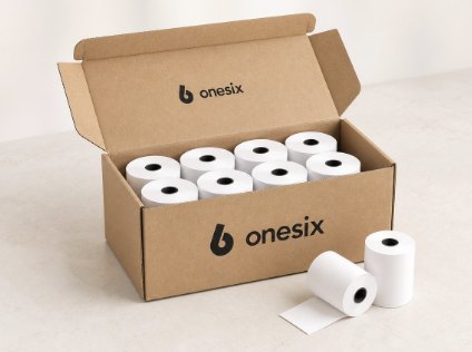 Doos Onesix-bonrollen met losse rollen ervoor